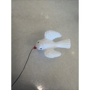 Vintage Mini PLASTIC‎ WHITE DOVE With Floral Wire Attached
